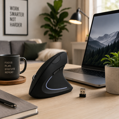 RGB Wireless Ergonomic Vertical Mouse – Comfortable Wrist Support